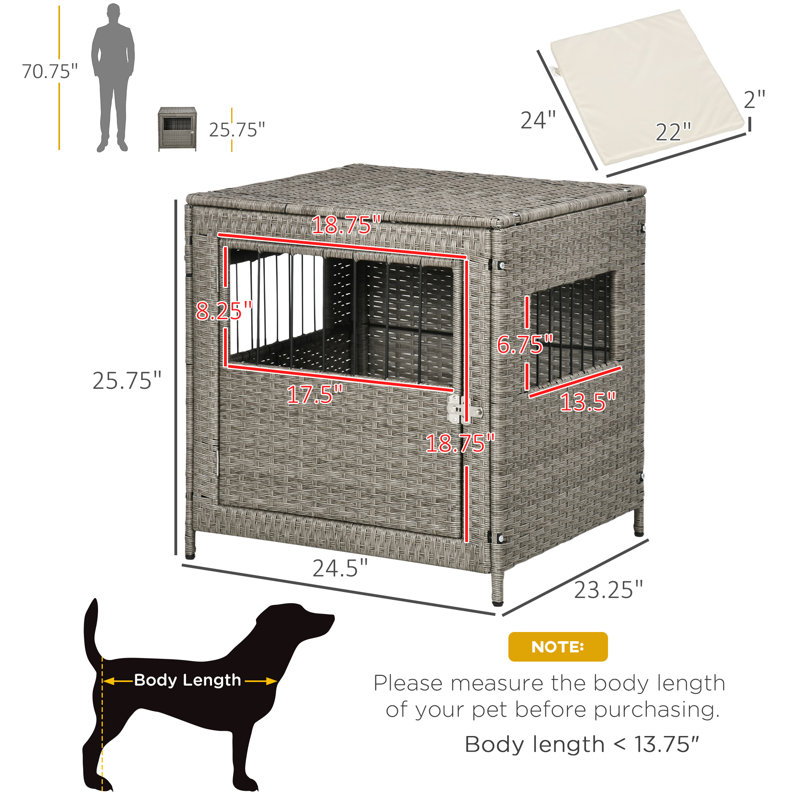 Tucker Murphy Pet™ Rattan Dog Crate, Wicker Dog Cage With Lockable Door